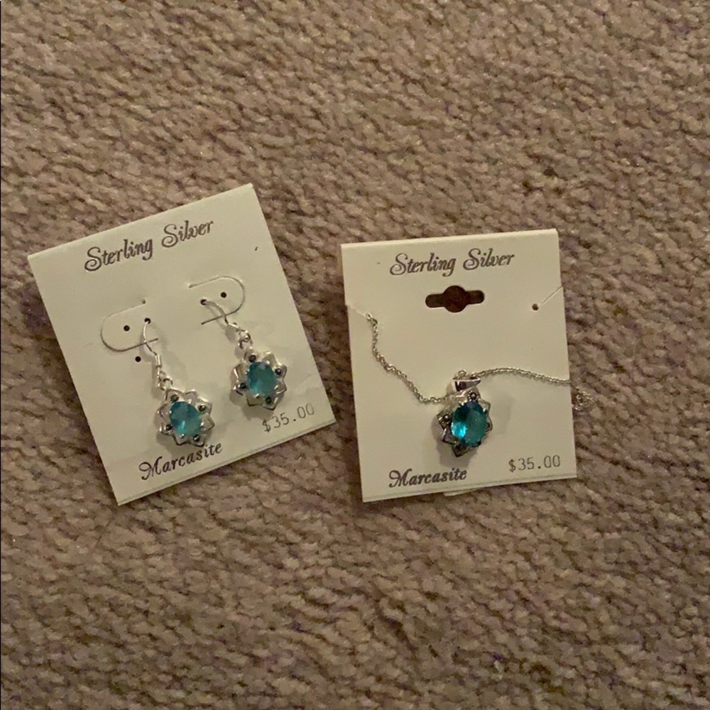 Set of sterling silver earrings and necklace